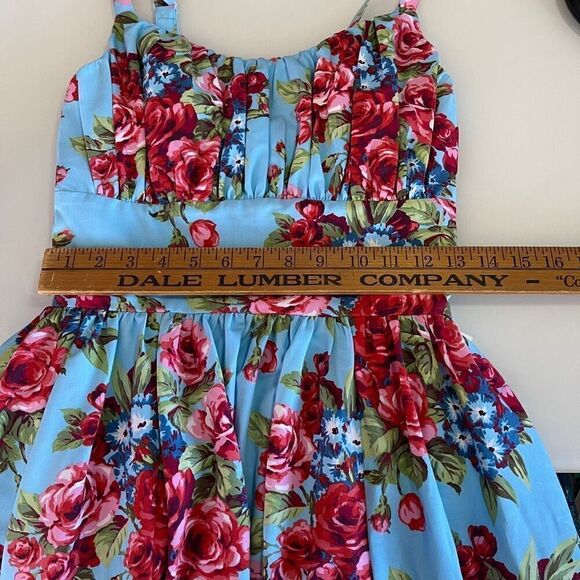 Vixen by Micheline Pitt Multicolor Fit & Flare Floral Ingenue Swing Dress Small - Picture 9 of 9